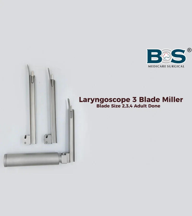 Laryngoscope 3 Blade Miller Blade Size 2,3,4 Adult Done