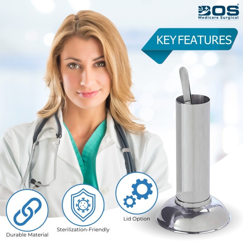 5 Inch Stainless Steel Forceps Jar for Surgical Instrument Storage