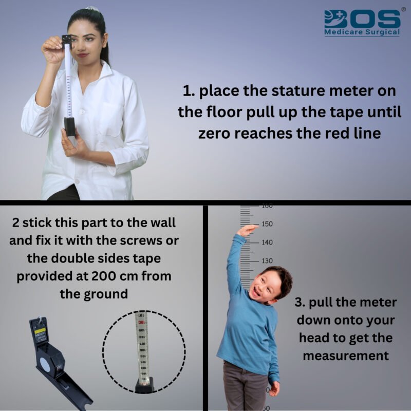 Wall mounted stature meter 2 meter height measuring scale instructions