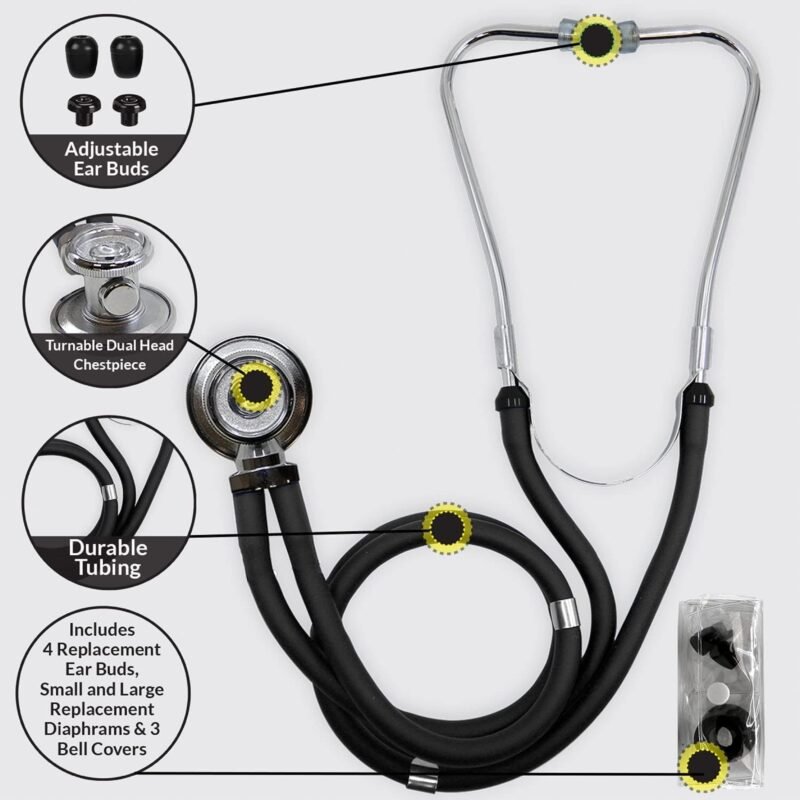 Stethoscope Super Black Single Head with Soft Ear Tips