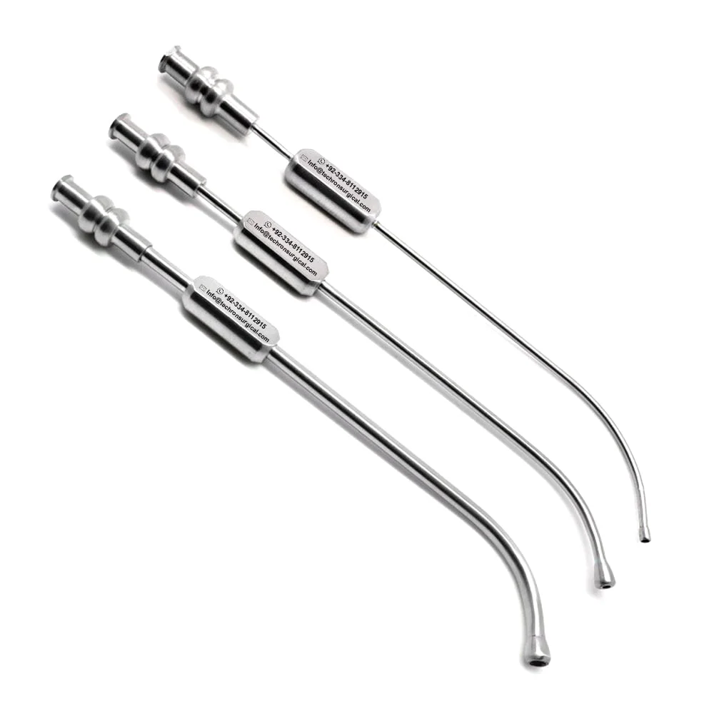 Metallic Suction Cannula Stainless Steel Surgical Suction Tube for Medical and ENT Use