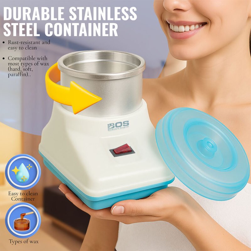 wax heater with stainless steel container for hair removal