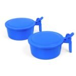 BOS MEDICARE SURGICAL® Set of 2pc  PVC Slovia Spitting Mug with Lid Sputum Pot with Plastic Cover,100 ML (Blue)