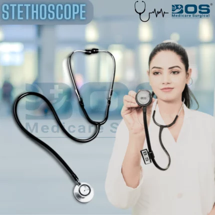 Stethoscope Super Black Single head (Bosm 14) Stethoscope Cardiology Doctor Nurse,Students (RED)