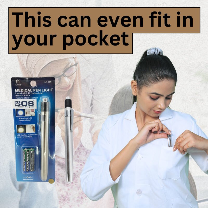 Pocket Size Dr Pen Torch Stainless Steel Yellow Light
