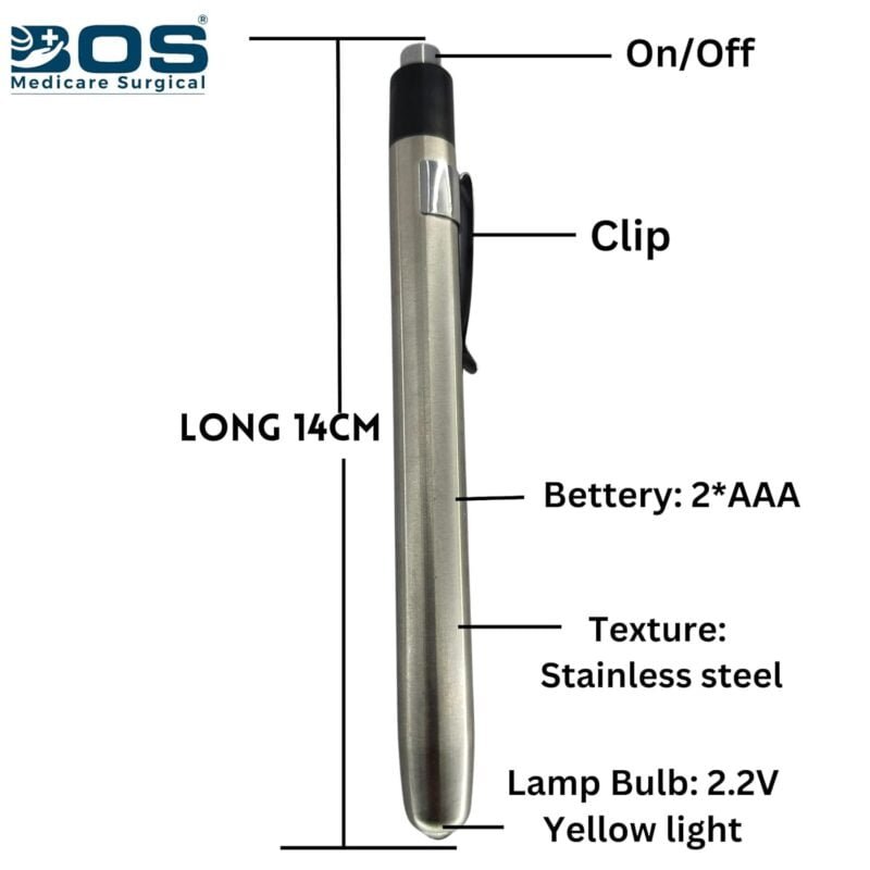 Stainless Steel Dr Pen Torch Yellow Light Diagnostic Tool