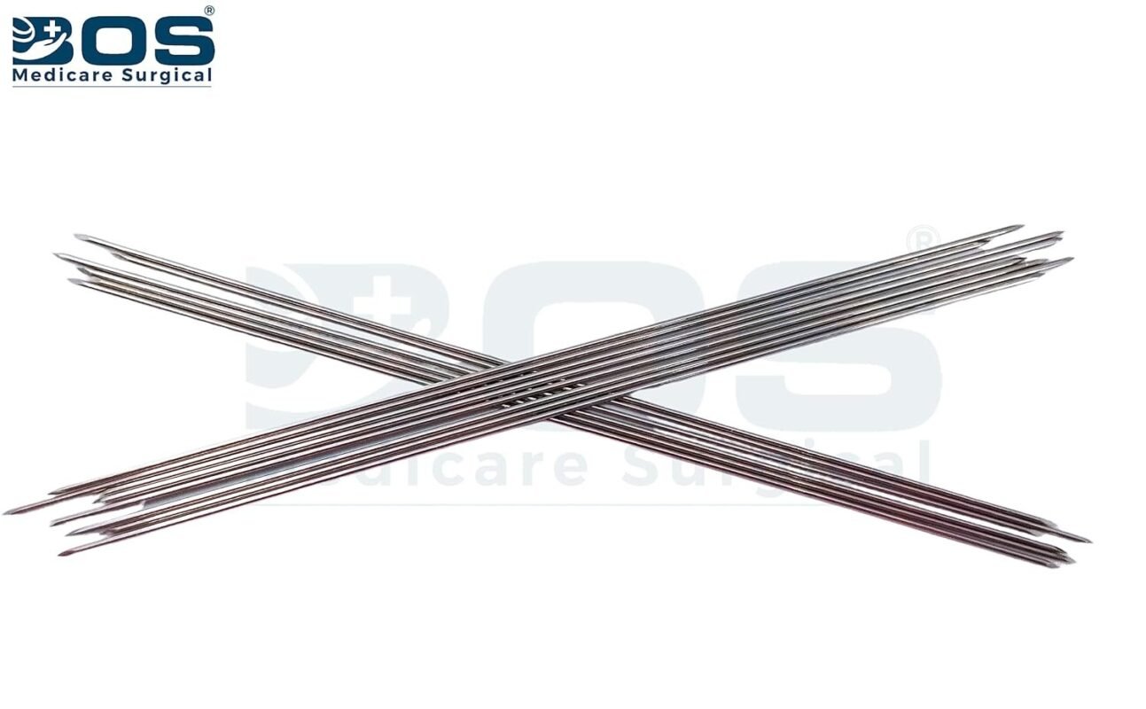 stainless steel orthopedic K wires crossed surgical wire view