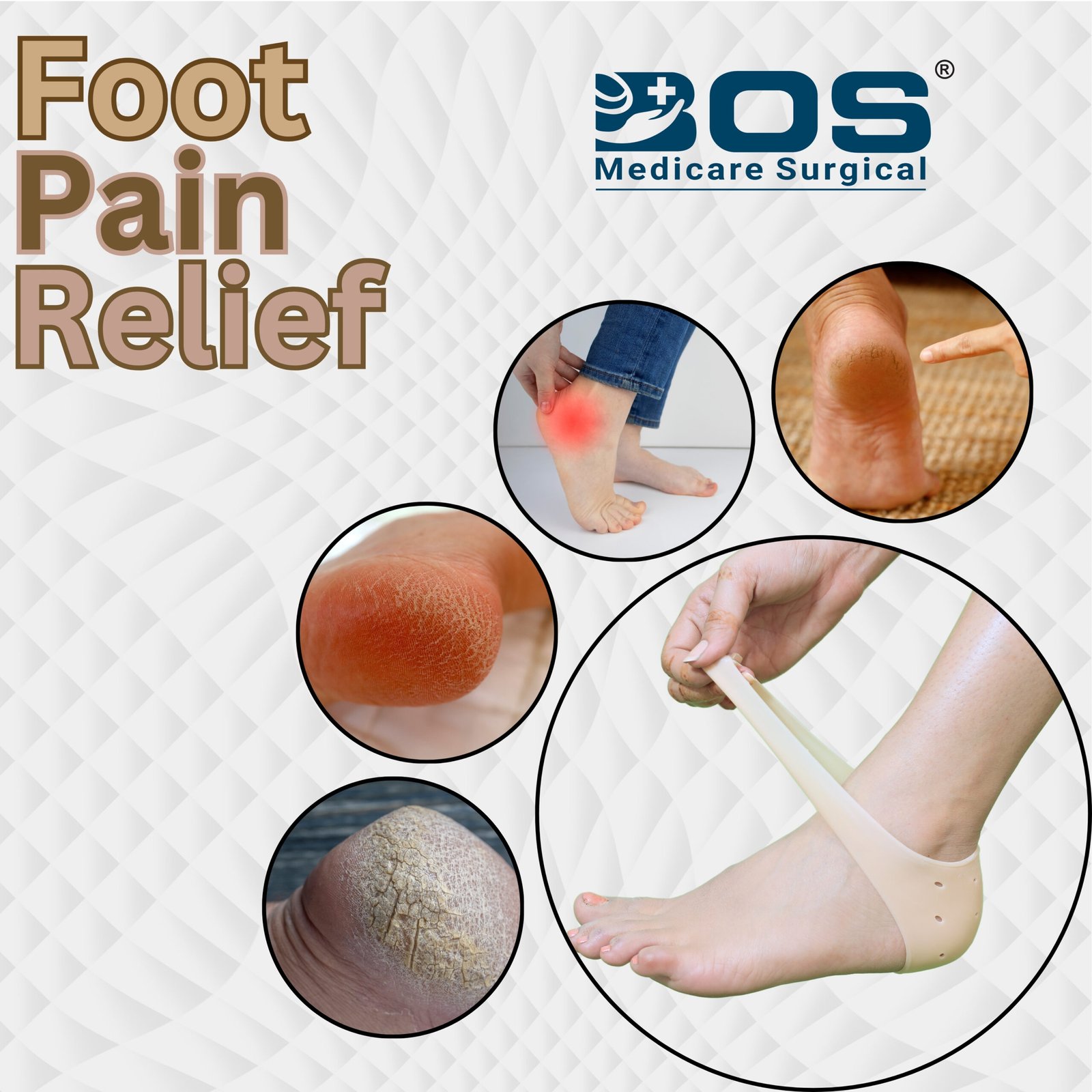 Foot Pain Relief Gel Silicone Heel Sleeve for Cracked Heels