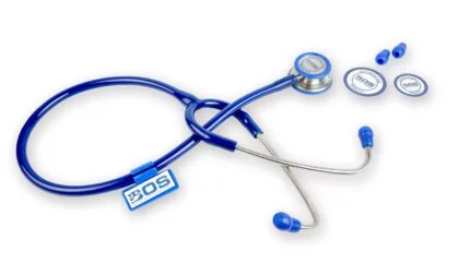 Stethoscope stainless steel Dual Head (Bosm 11) cardiology for Doctors, nurse 3 year warranty CE & ISO CERTIFIED (Blue)