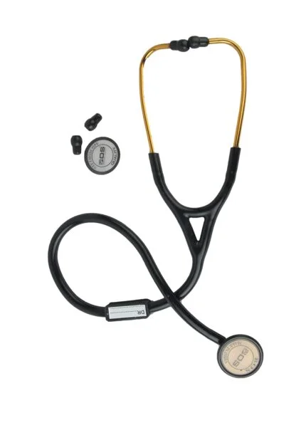 stethoscope Gold Plated Single Head SS ( Bosm 41 ) high acoustic Doctor Nurse (BLACK)