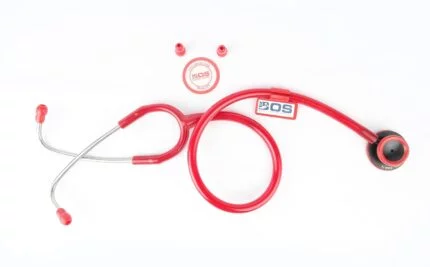 Stethoscope Super Black Single head (Bosm 14) Stethoscope Cardiology Doctor Nurse,Students (RED)