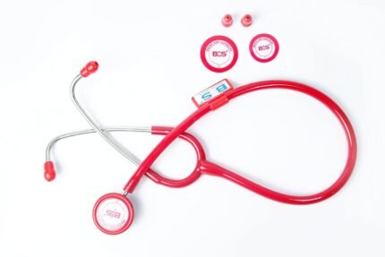 Stethoscope stainless steel Dual Head (Bosm 11) cardiology for Doctors, nurse 3 year warranty CE & ISO CERTIFIED (Red)