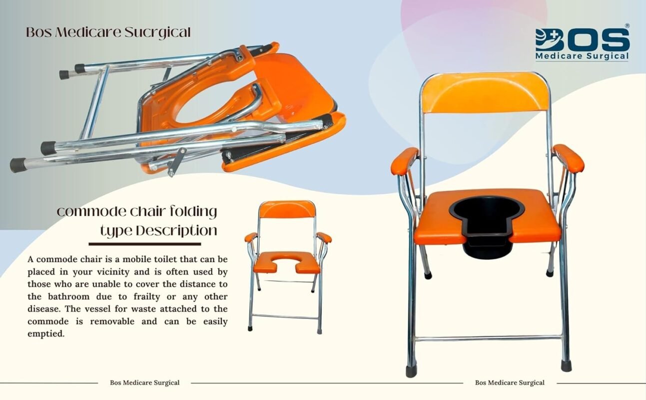 Folding commode chair foldable design with compact storage illustration