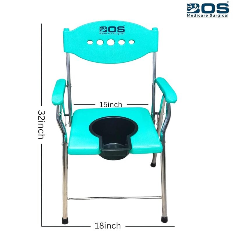 Folding commode chair with toilet seat for elderly patient home care