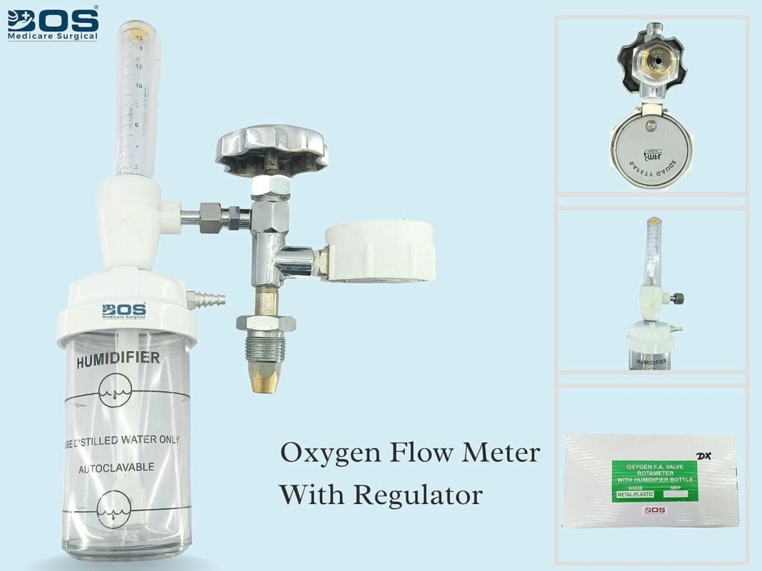 Oxygen Flow Meter Adjustment Valve with Humidifier Bottle