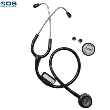 Stethoscope stainless steel Dual Head (Bosm 11) cardiology for Doctors, nurse 3 year warranty CE & ISO CERTIFIED (Black)
