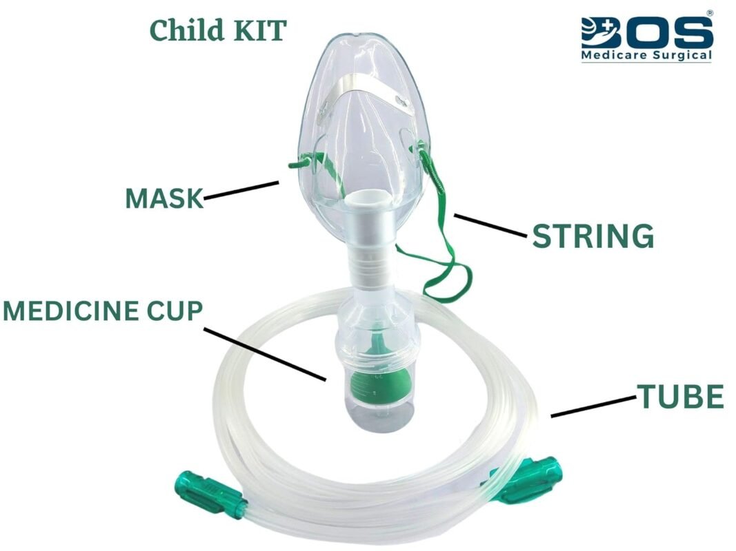 Child nebulizer mask kit with air tube and medicine cup for kids respiratory therapy
