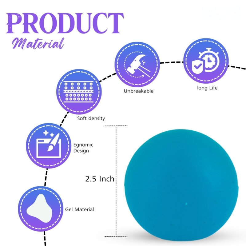 Blue Silicone Gel Ball Large Size 2.5 Inch Therapy Ball