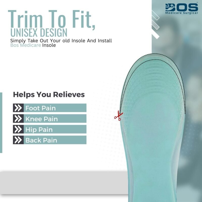 Silicone Gel Insole for Heel Pain Relief and Foot Support Cushion BOS Medicare