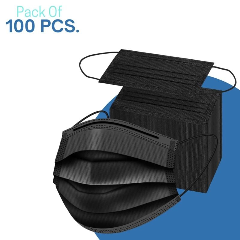Black 4 Layer Face Mask Pack of 100 for Everyday Protection