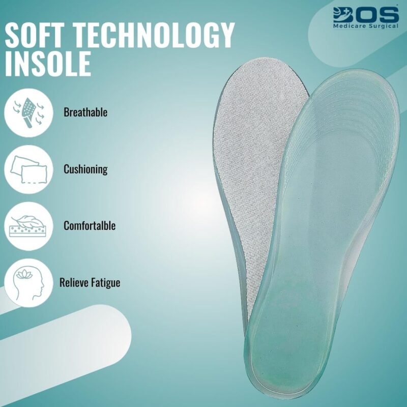 Silicone Gel Insole for Heel Pain Relief and Foot Support Cushion BOS Medicare