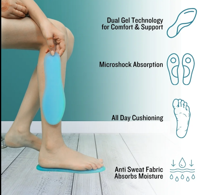 Silicone Insole Medium Size Soft Gel Foot Support Cushion for Pain Relief