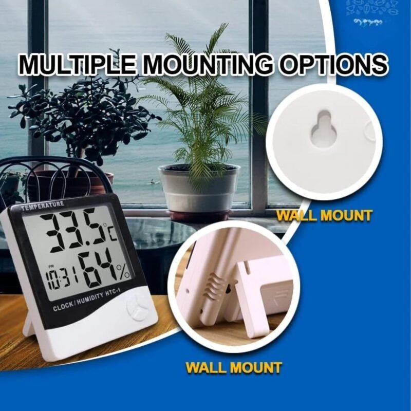 digital thermometer hygrometer LCD screen temperature humidity reading