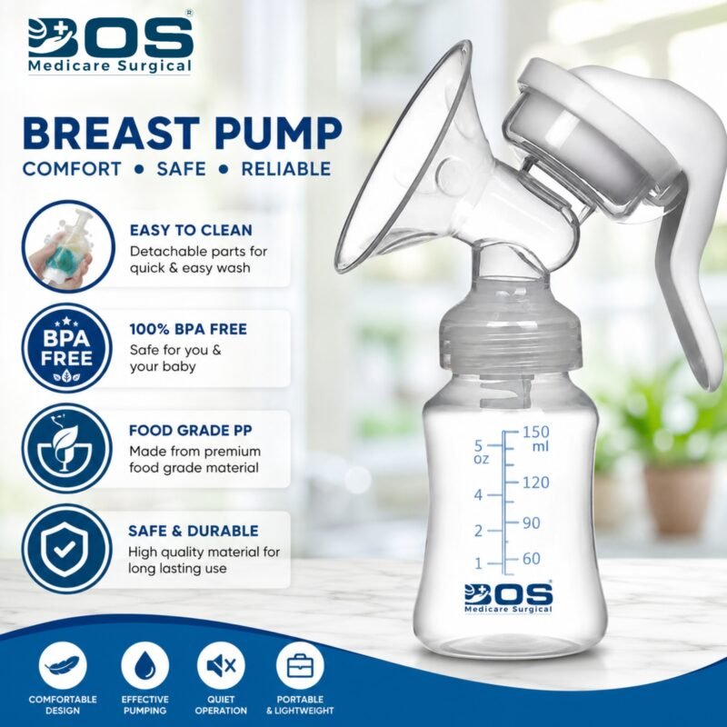 Manual Breast Pump with Baby Feeding Bottle BPA Free | BOS Medicare Surgical