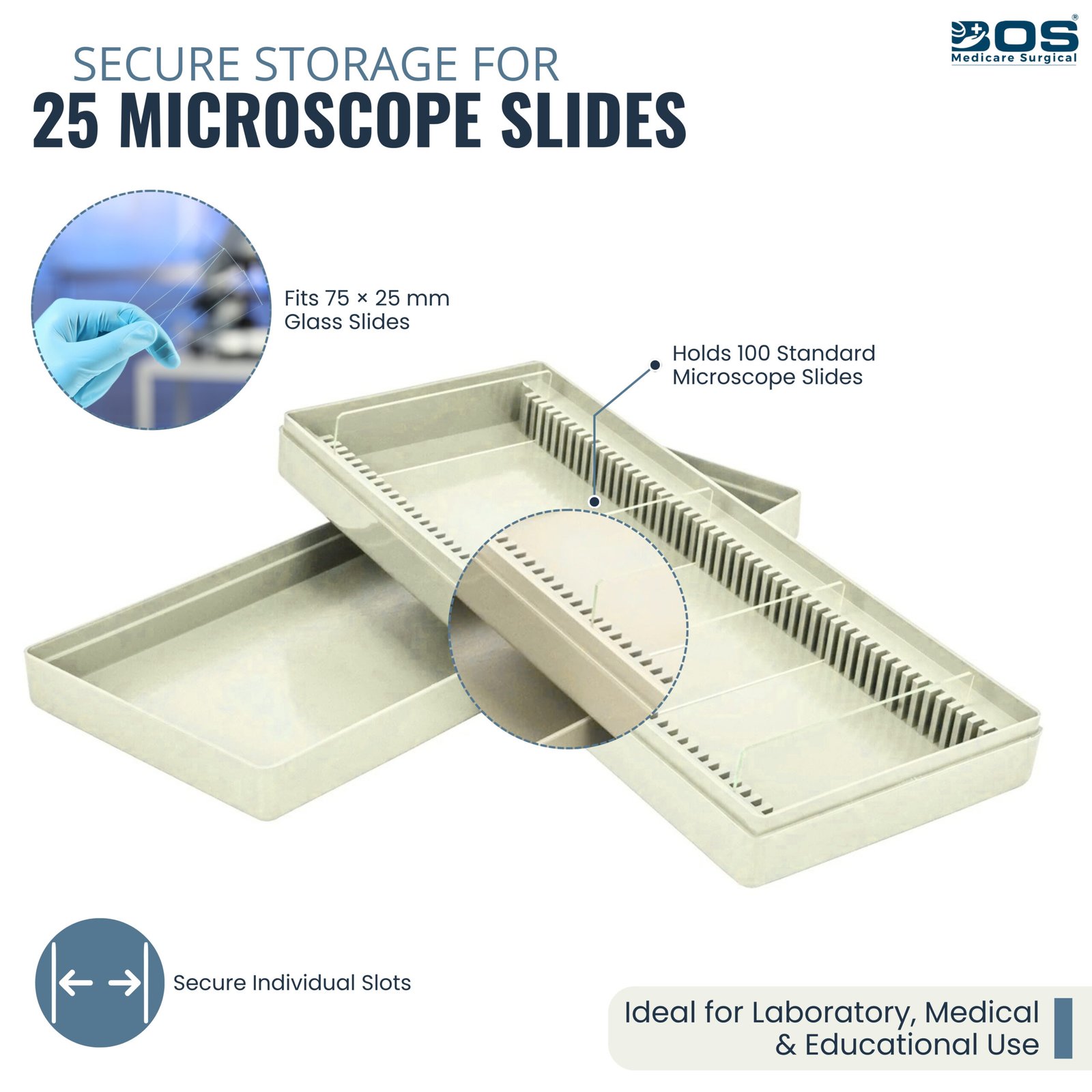 Microscope Slide Box 50 Capacity Storage