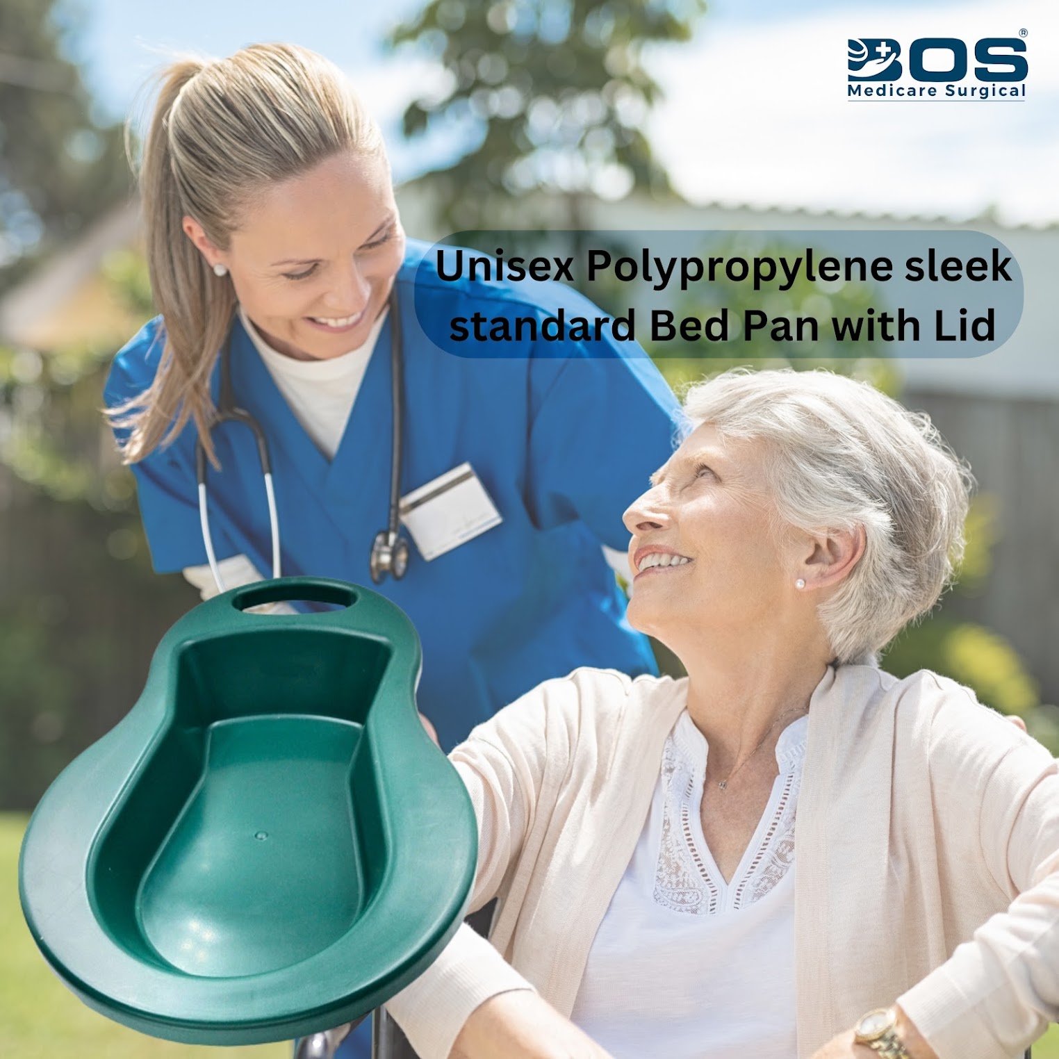 Male Bed Pan with Lid for Patient Care