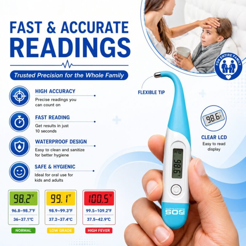 Fast & Accurate Digital Thermometer for Adults & Kids