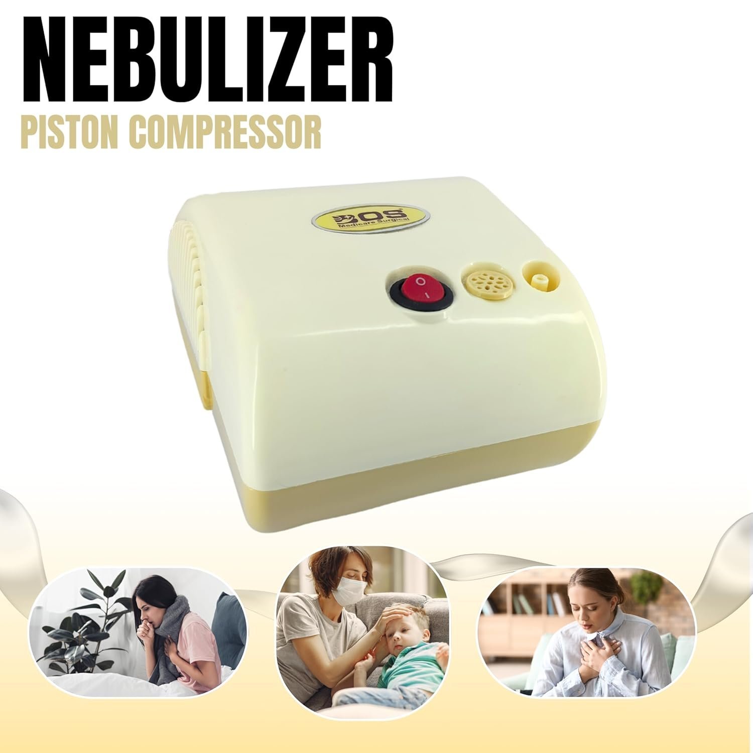 Piston Compressor Nebulizer with Complete Kit for Adults & Kids | BOS Medicare Surgical