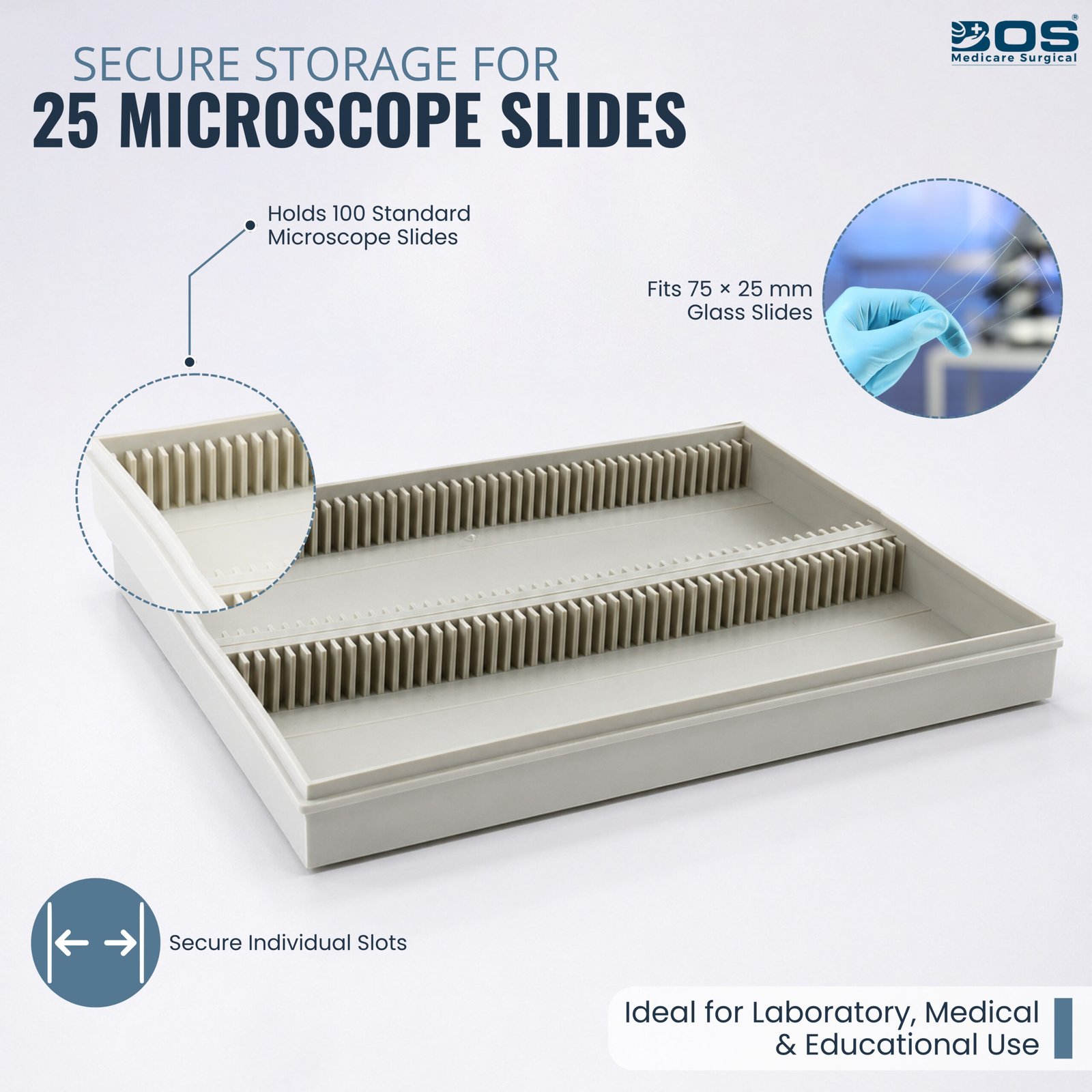 Microscope Slide Box 100 Capacity Storage