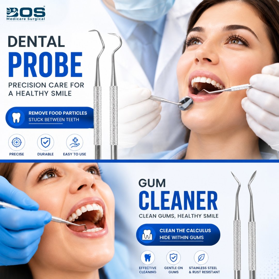 Dental Probe Explorer for Gum Cleaning and Oral Examination