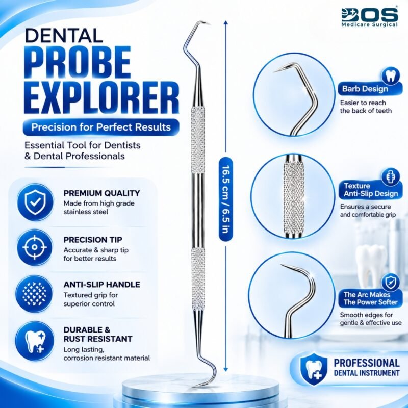 Dental Probe Explorer Features Stainless Steel Dental Instrument