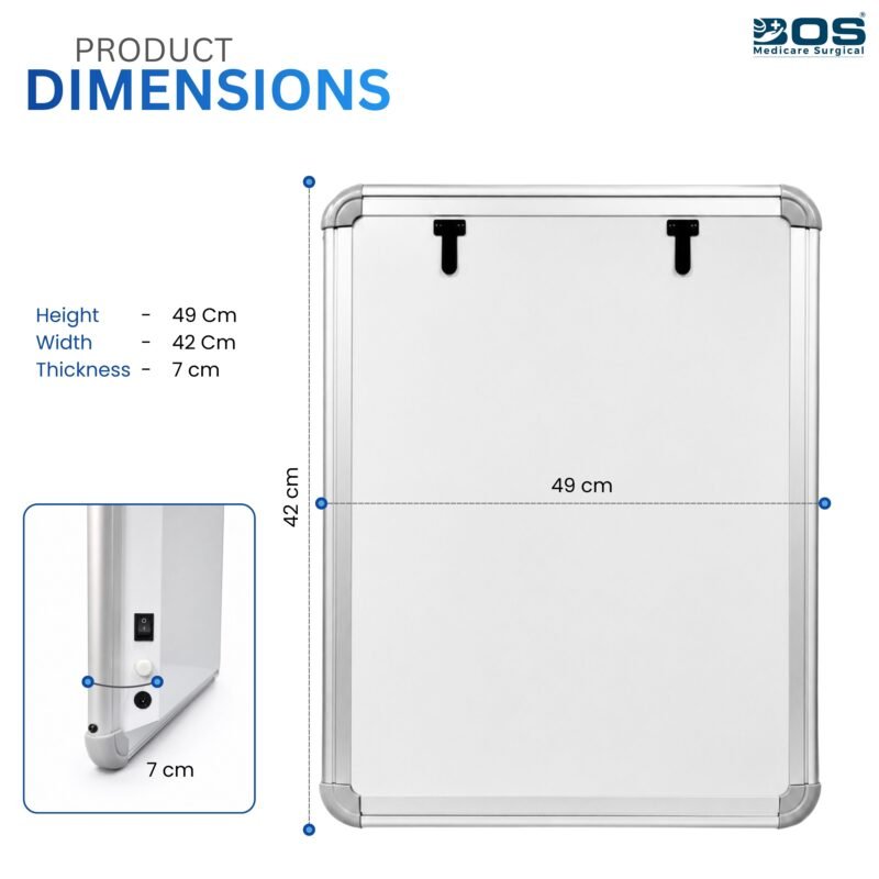 Product dimensions of the BOS Medicare Surgical LED X-Ray View Box for installation Product Size & Dimensionsplanning.
