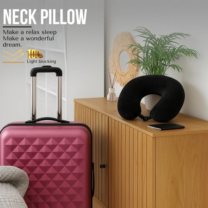 Travel Neck Pillow with Memory Foam Support