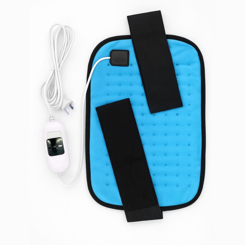 Blue electric heating pad with adjustable straps