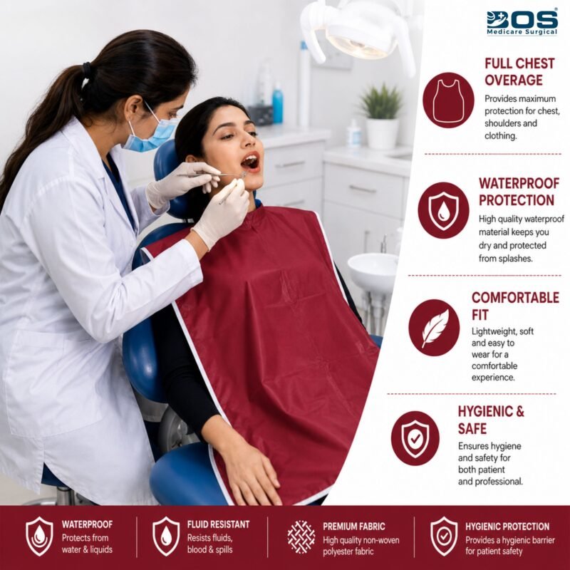 Maroon Dental Drape during treatment