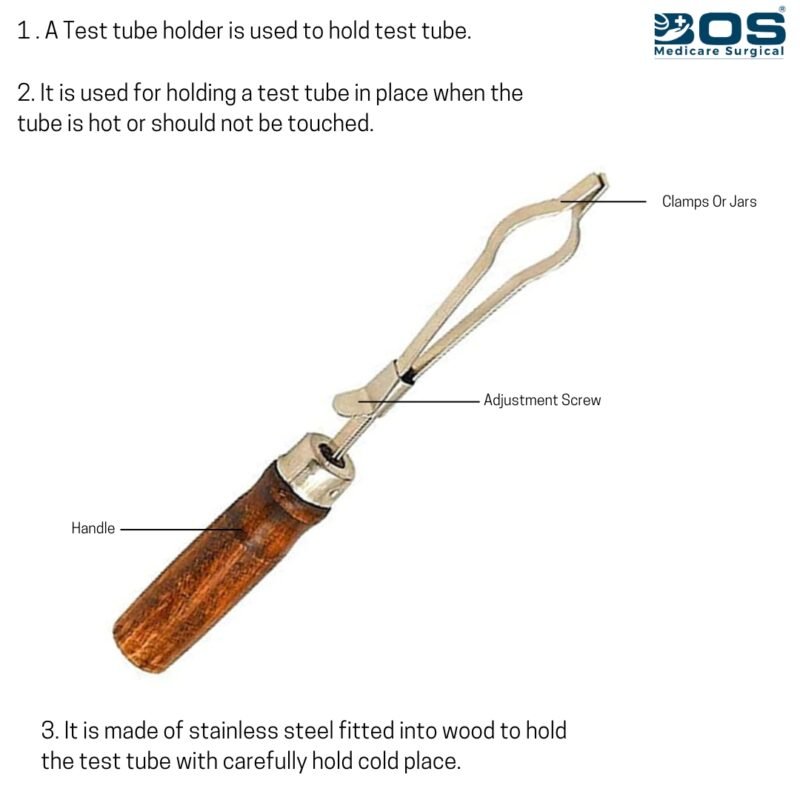 Test tube holder holding laboratory test tube