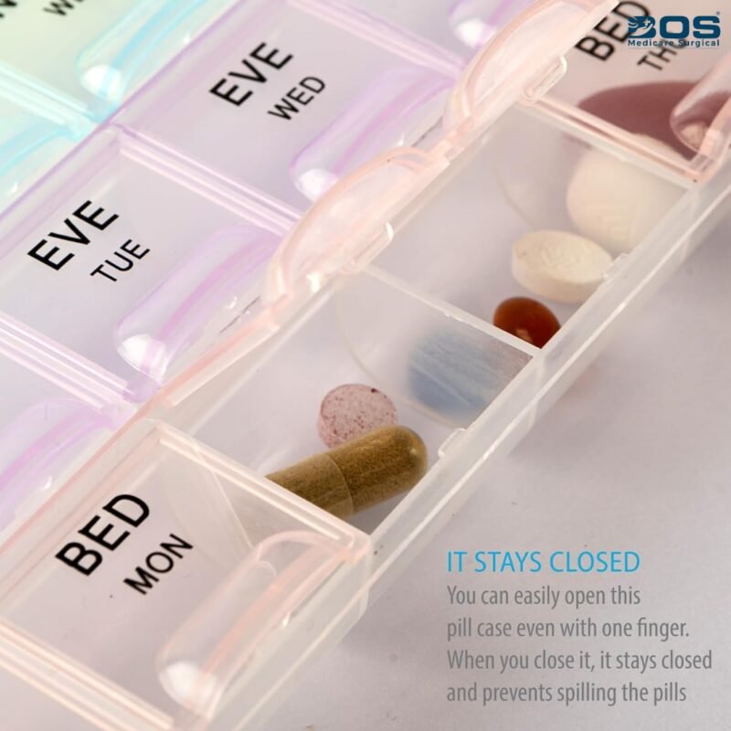 Daily pill organizer compartments