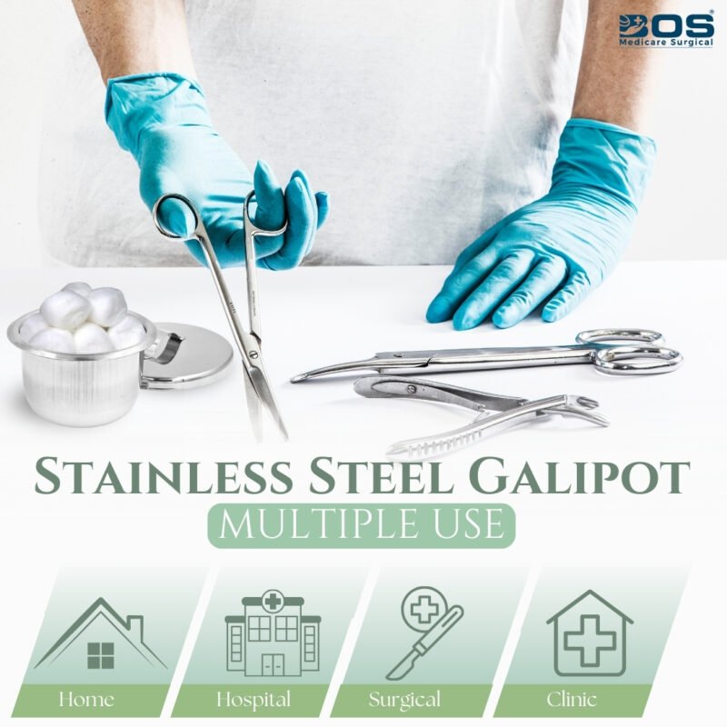 Stainless steel gallipot with cover for medical use
