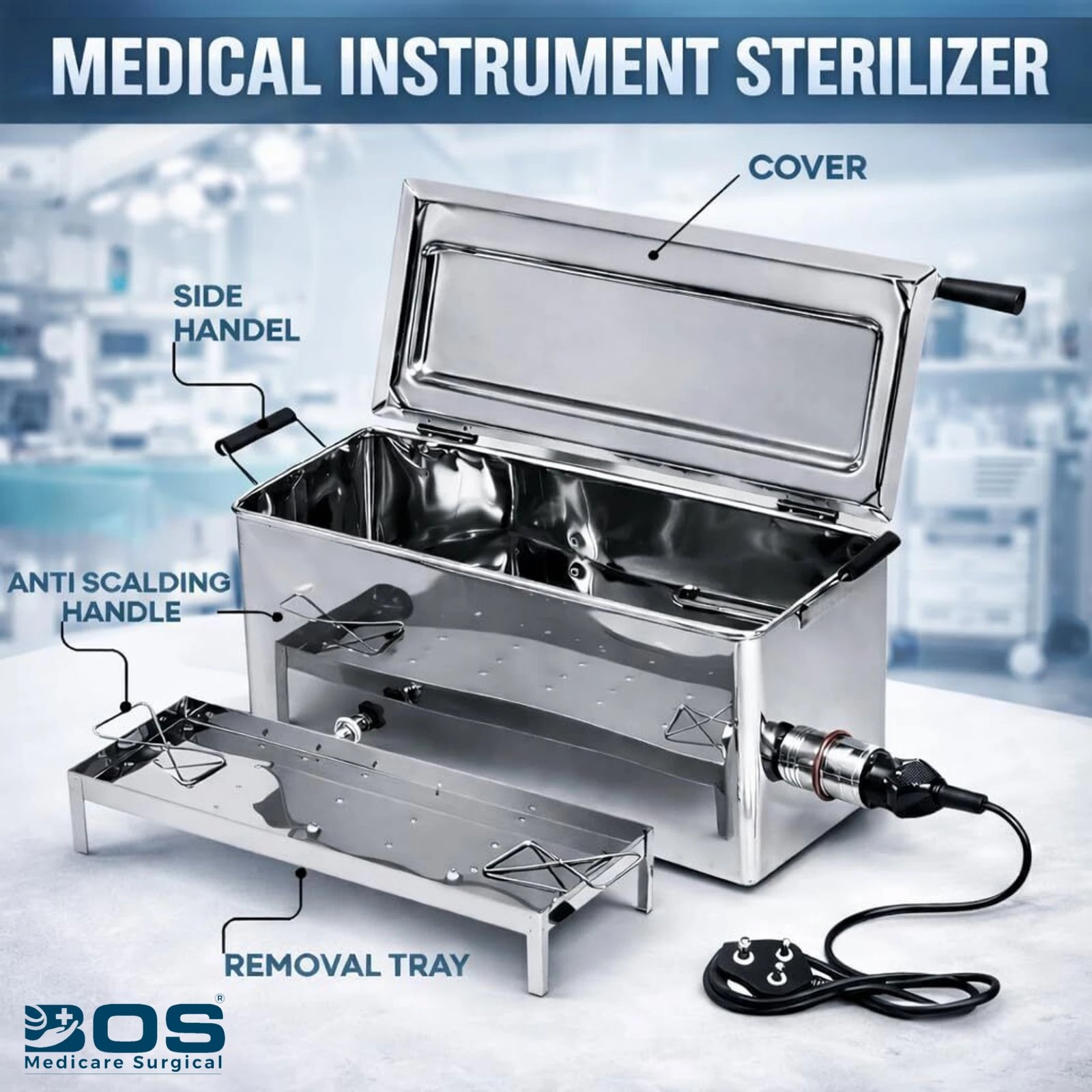 Medical Instrument Sterilizer with Removable Tray