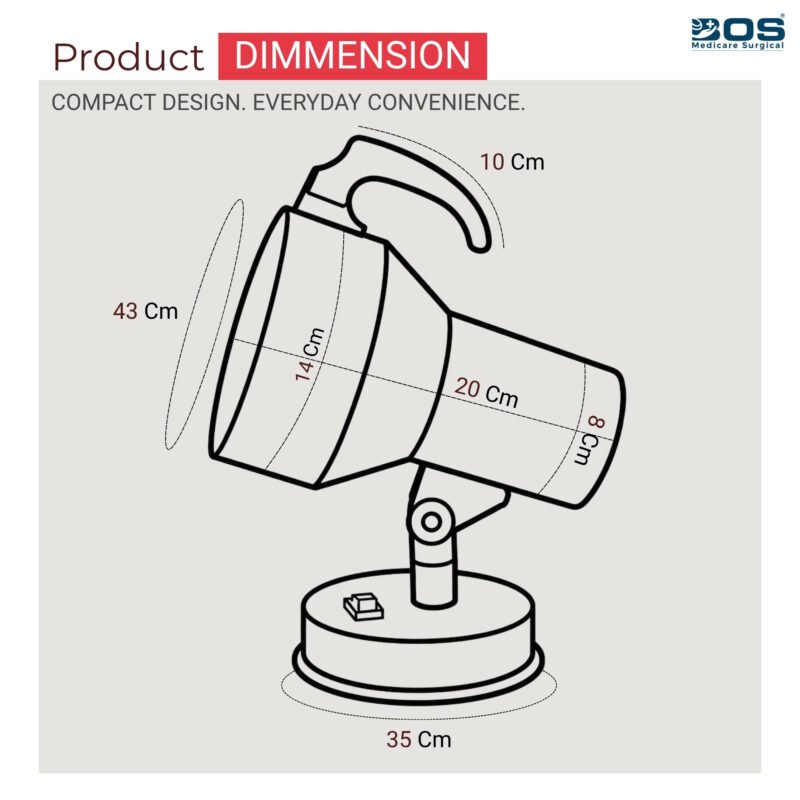 Infrared Heat Lamp Product Dimensions