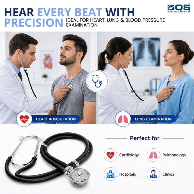Stainless Steel Dual Head Stethoscope in Clinical Use