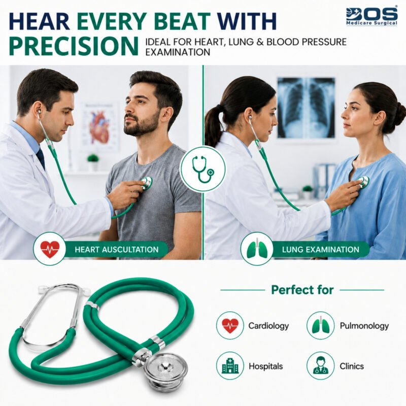 Green Dual Head Stethoscope for Heart and Lung Examination