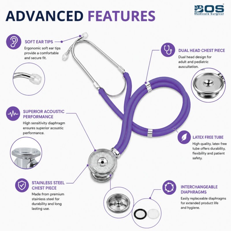 Purple Dual Head Stethoscope Advanced Features