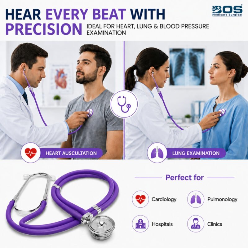 Purple Dual Head Stethoscope for Heart and Lung Examination