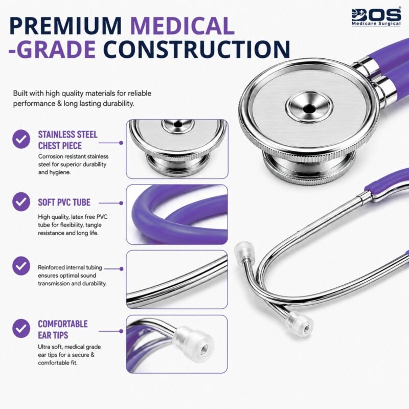 Purple Stethoscope with Stainless Steel Chest Piece