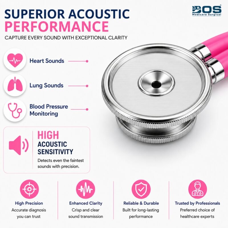 Pink Dual Head Stethoscope with Superior Acoustic Performance